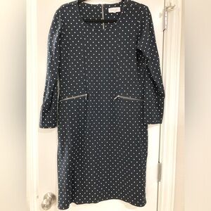 Thought Dark Blue Polka Dot Dress Size Zipper Pockets Size 14